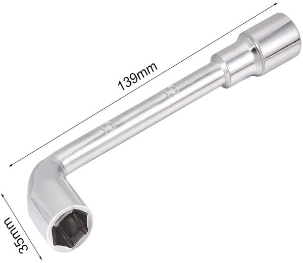 13mm Metric L Shaped Angled Open Hex 6 point Socket Wrench