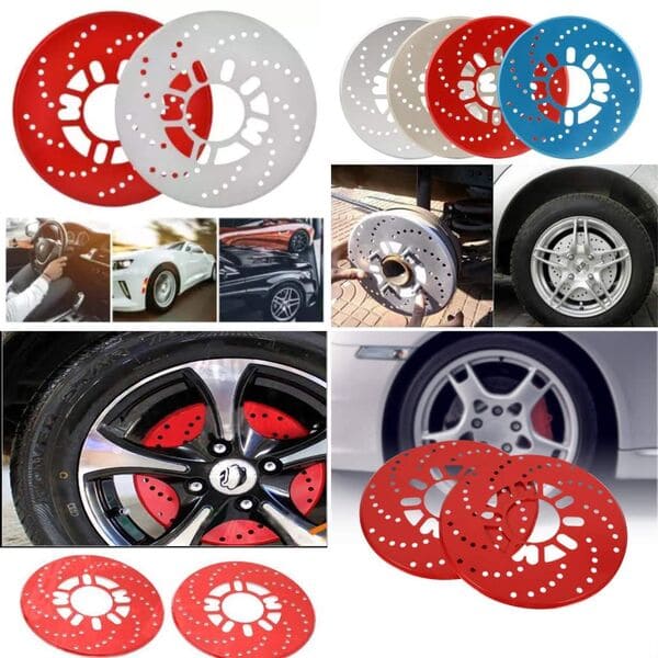 2Pcs Aluminum Car Wheel Brake Disc Cover Vehicle Decorative Rotor Cross Drilled