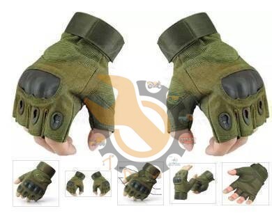 Motorcycle Gloves Half Finger - Army Green