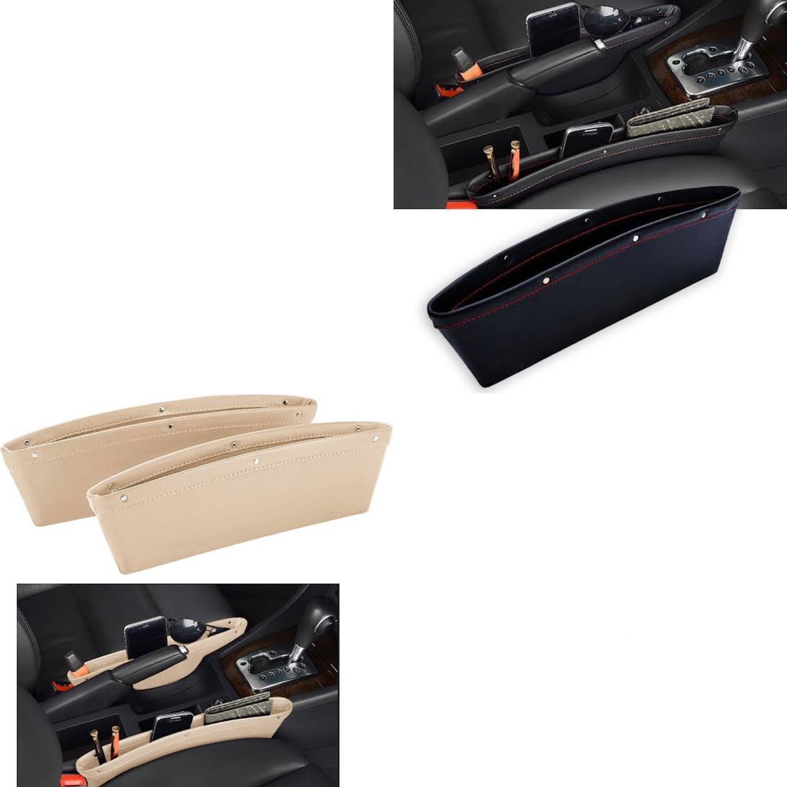 SuperAuto Car Seat Box Storage Car Seat Side Pocket Gap Slit Pocket Car Storage Organizer