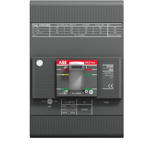 ABB Circuit Breaker XT3N 250 TMD 200-2000 3p F F